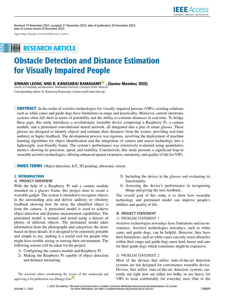 Obstacle Detection and Distance Estimation For Visually Impaired People ...