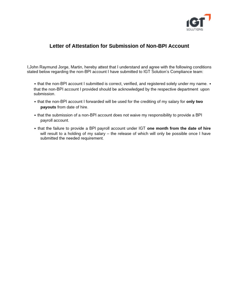 Letter of Attestation | PDF