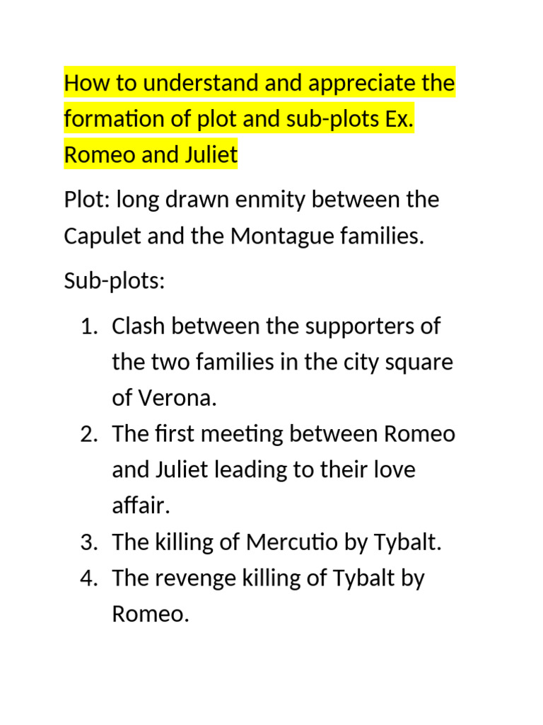 How To Understand and Appreciate The Formation of Plot and Sub | PDF