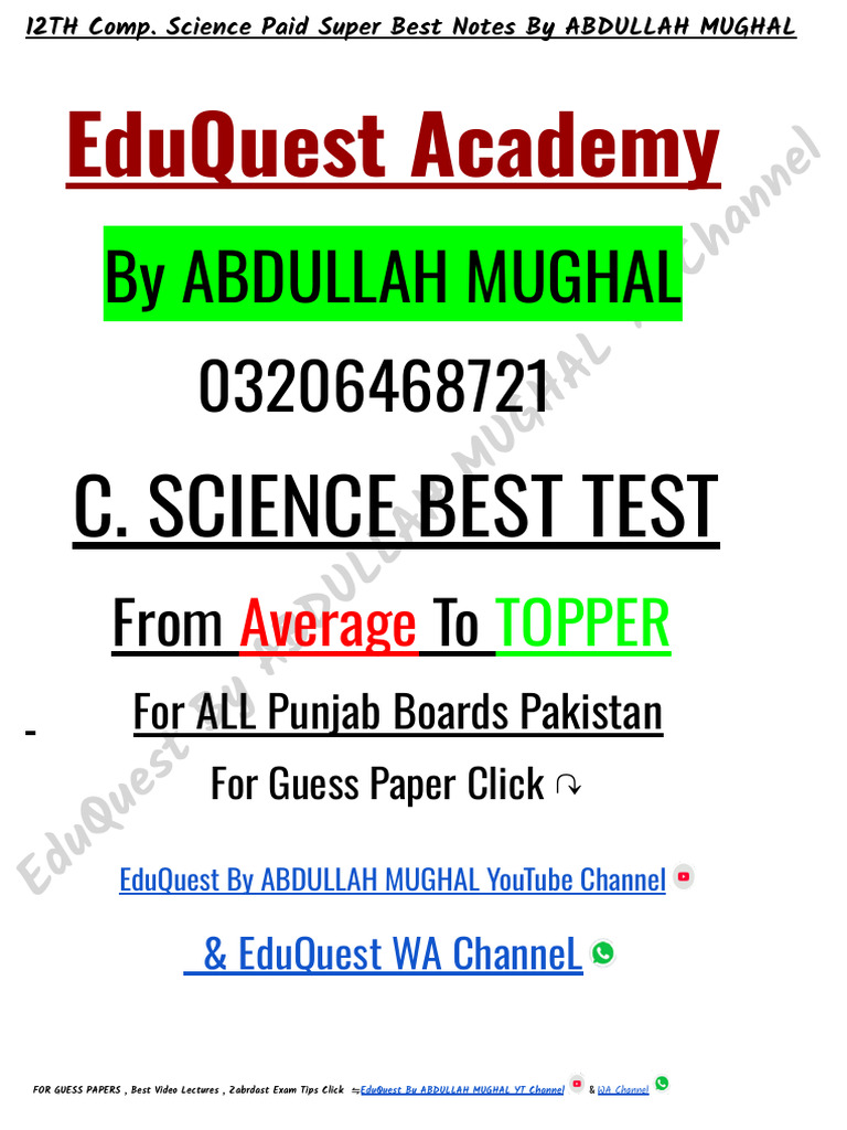 Ch#1 SQ 12 Comp. by Abdullah Mughal | PDF | Databases | Data