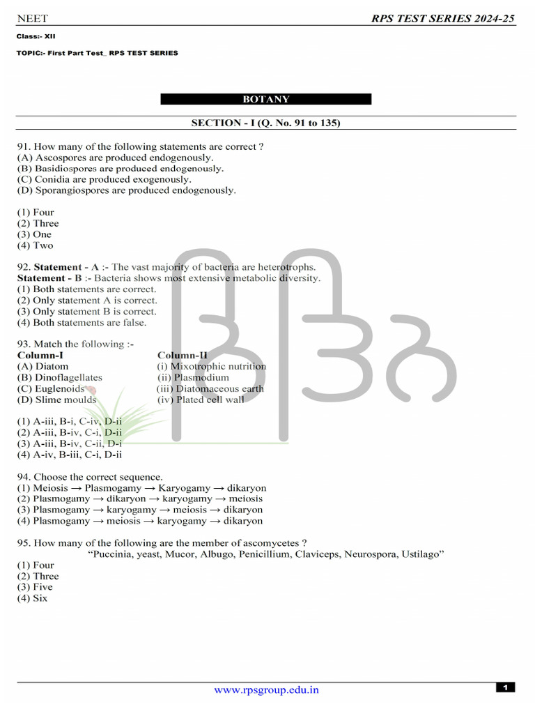 Mock Test - I Part Test RPS Series | PDF