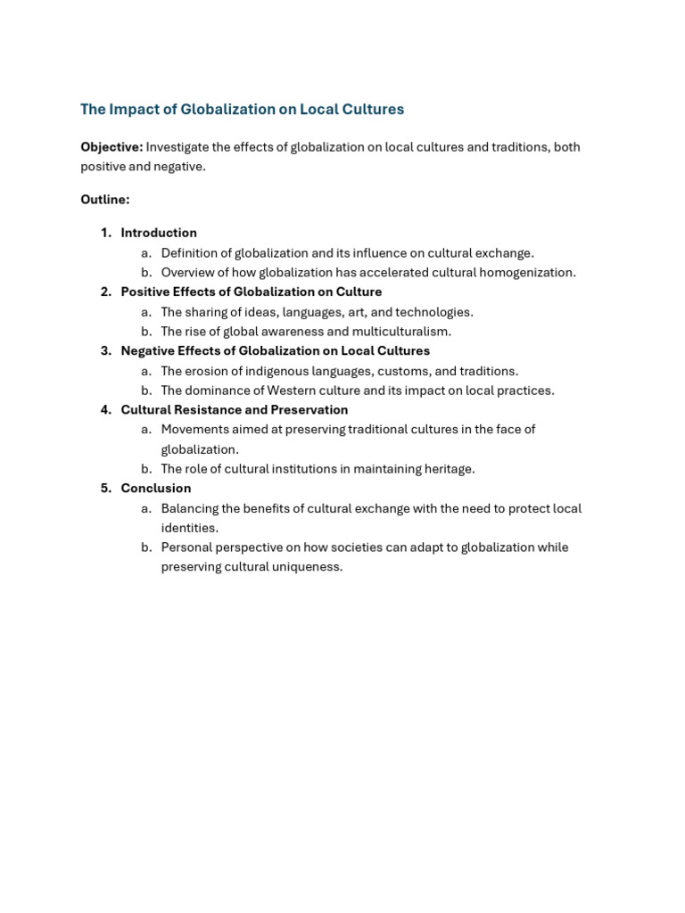 Globalization's Impact on Local Cultures | PDF