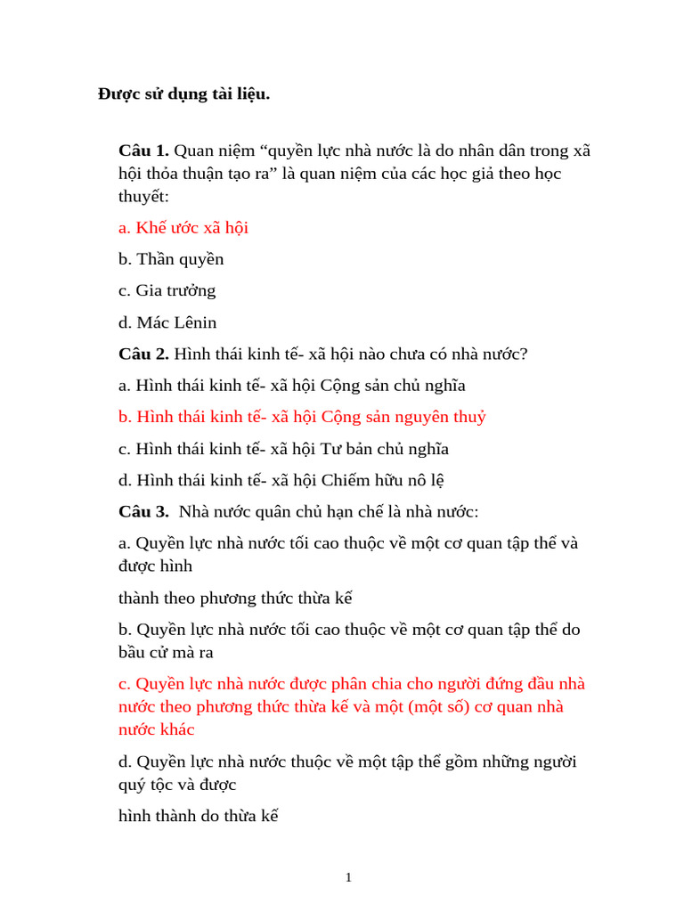 Trac Nghiem On Tap | PDF