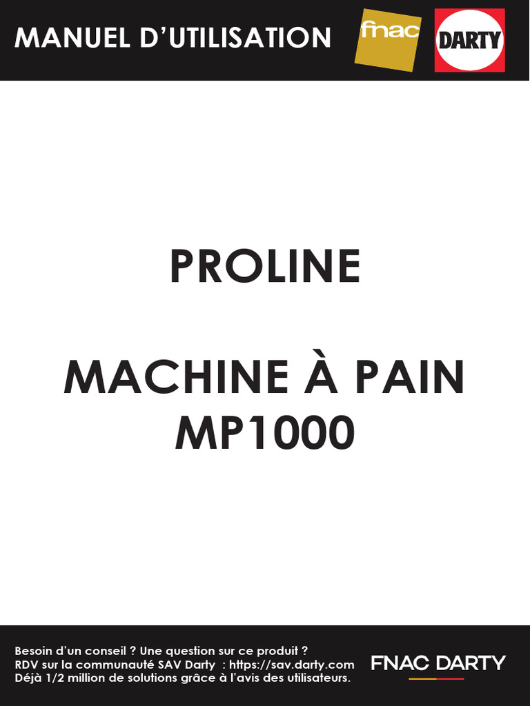 Manuel d'utilisation Machine à pain Proline | PDF