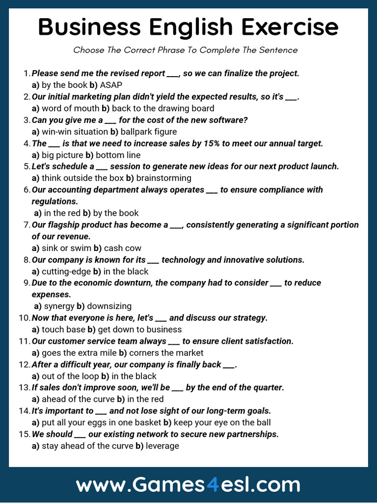 Business English Exercise PDF | PDF | New Product Development ...