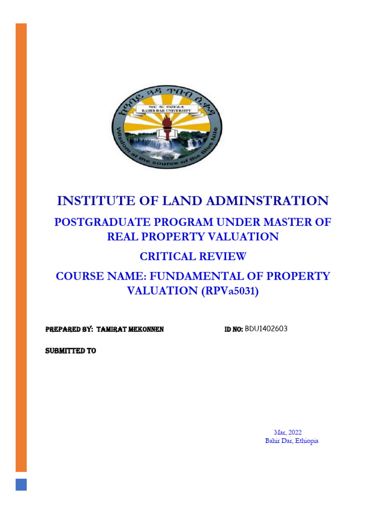 Critical Review of Property Values | PDF | Real Estate Appraisal ...