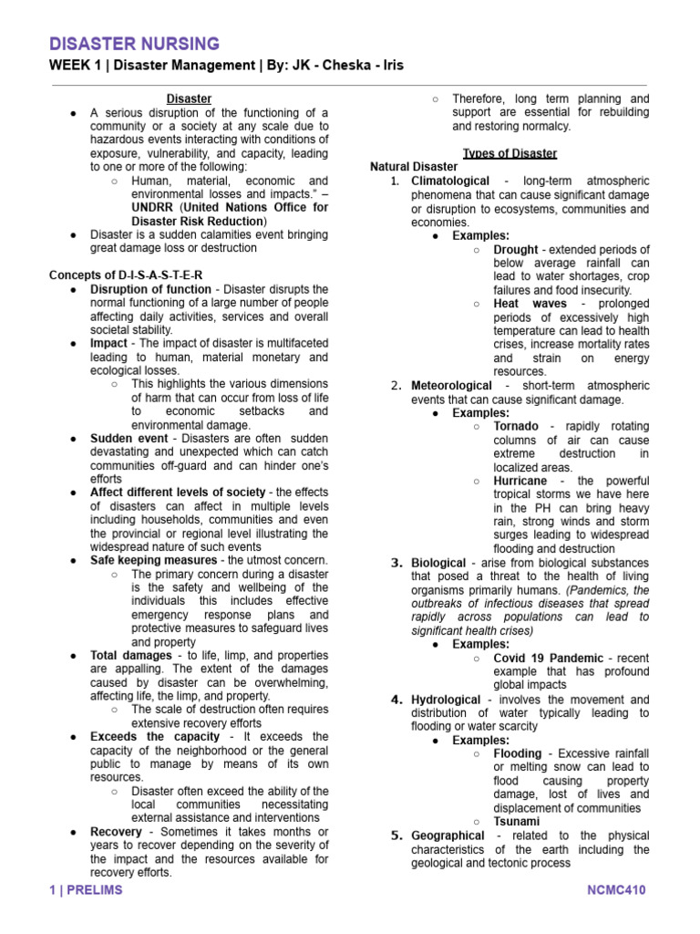 Ncmc410-Week 1-2 (Ongoing) | PDF | Natural Disasters | Emergency Management