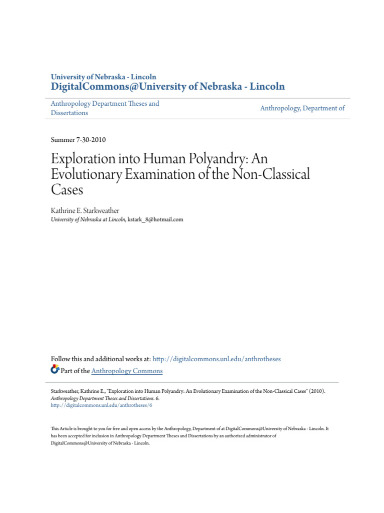 Exploration Into Human Polyandry (PDFDrive) | PDF | Marriage | Zoology