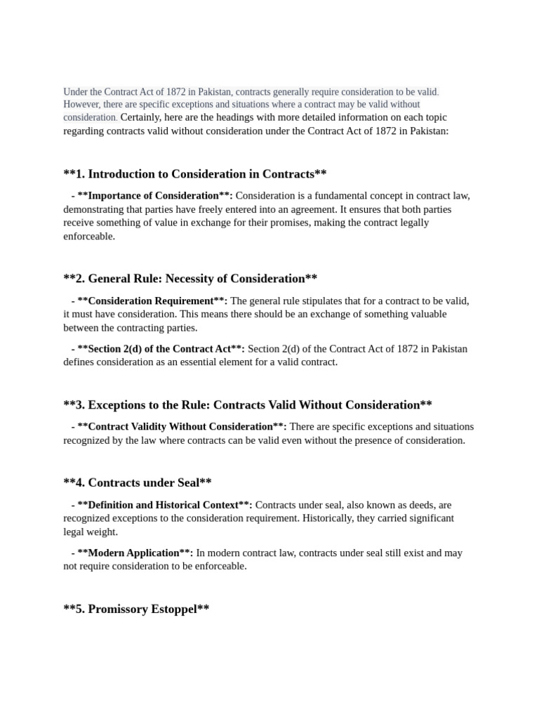 Contract Is Valid Without Cosidration | PDF | Consideration | Estoppel