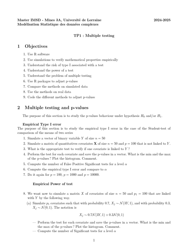 Multiple Testing Analysis with R | PDF | P Value | Type I And Type Ii ...