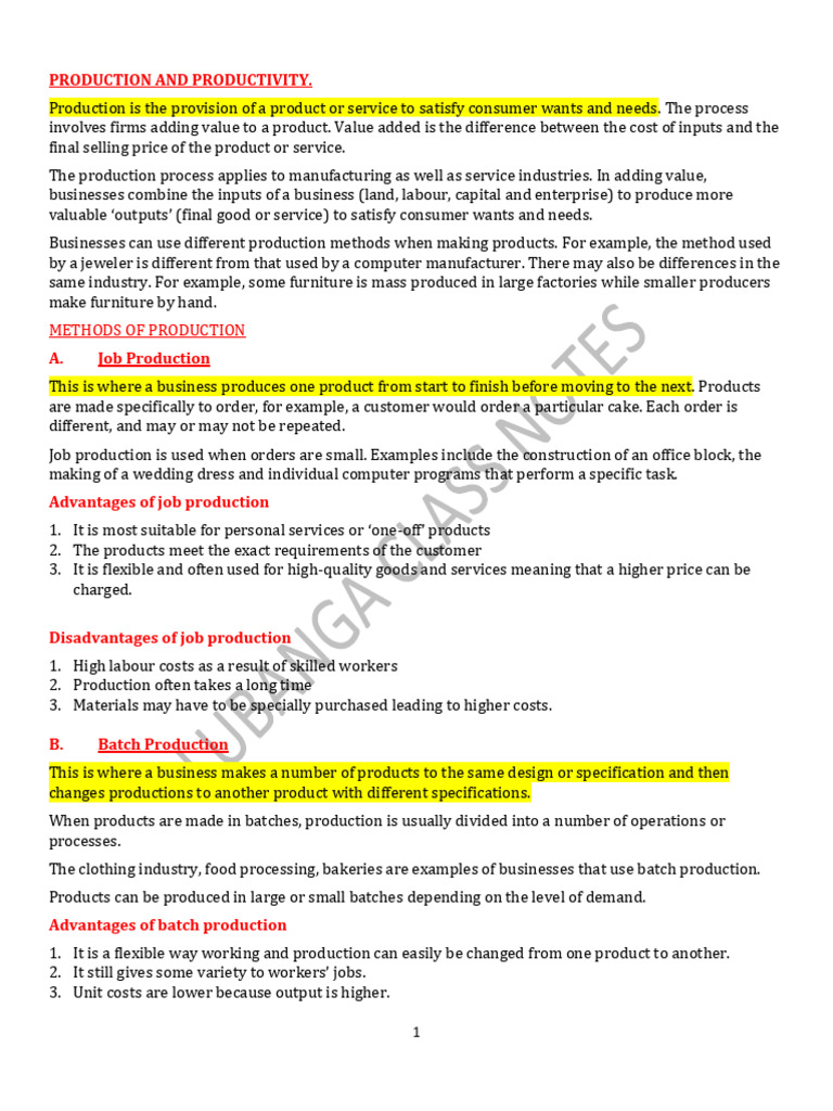 Methods of Production in Business Studies | PDF | Numerical Control ...