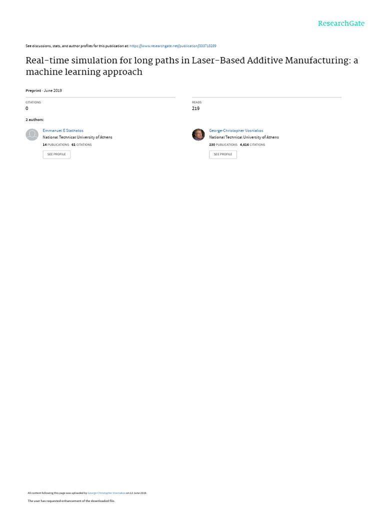 Real-time Laser Additive Manufacturing Simulation | PDF | Machine ...