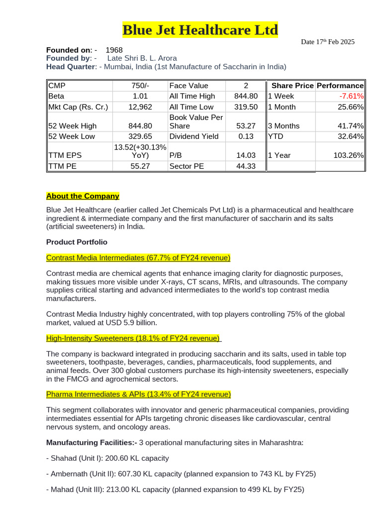 Blue Jet Healthcare Investor Insights 2025 | PDF | Taxes | Research And ...