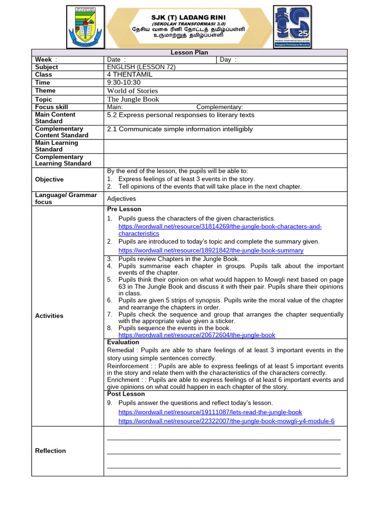 Week 30 Lesson 72 (Language Arts) 16.10.2024 | PDF | The Jungle Book ...