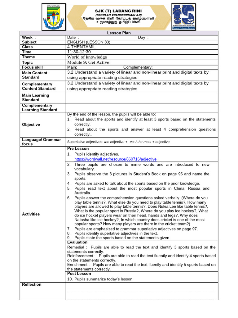 Week 34 Lesson 83 (Reading) 11.11.2024 | PDF | Reading Comprehension ...