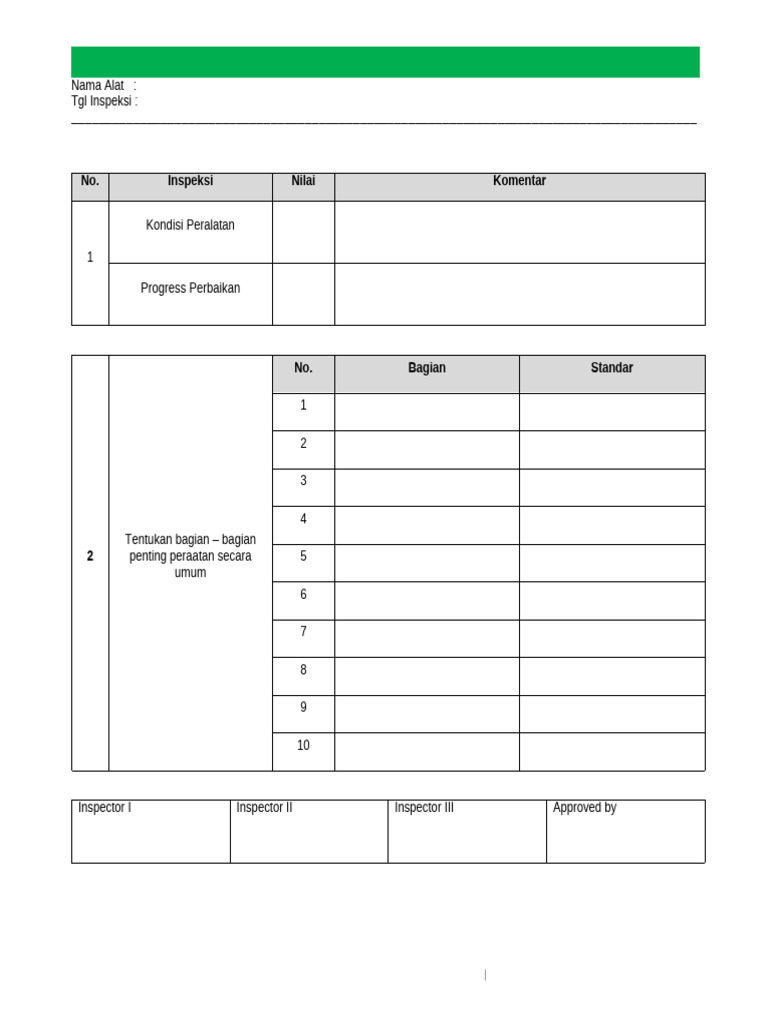General Inspection Form | PDF