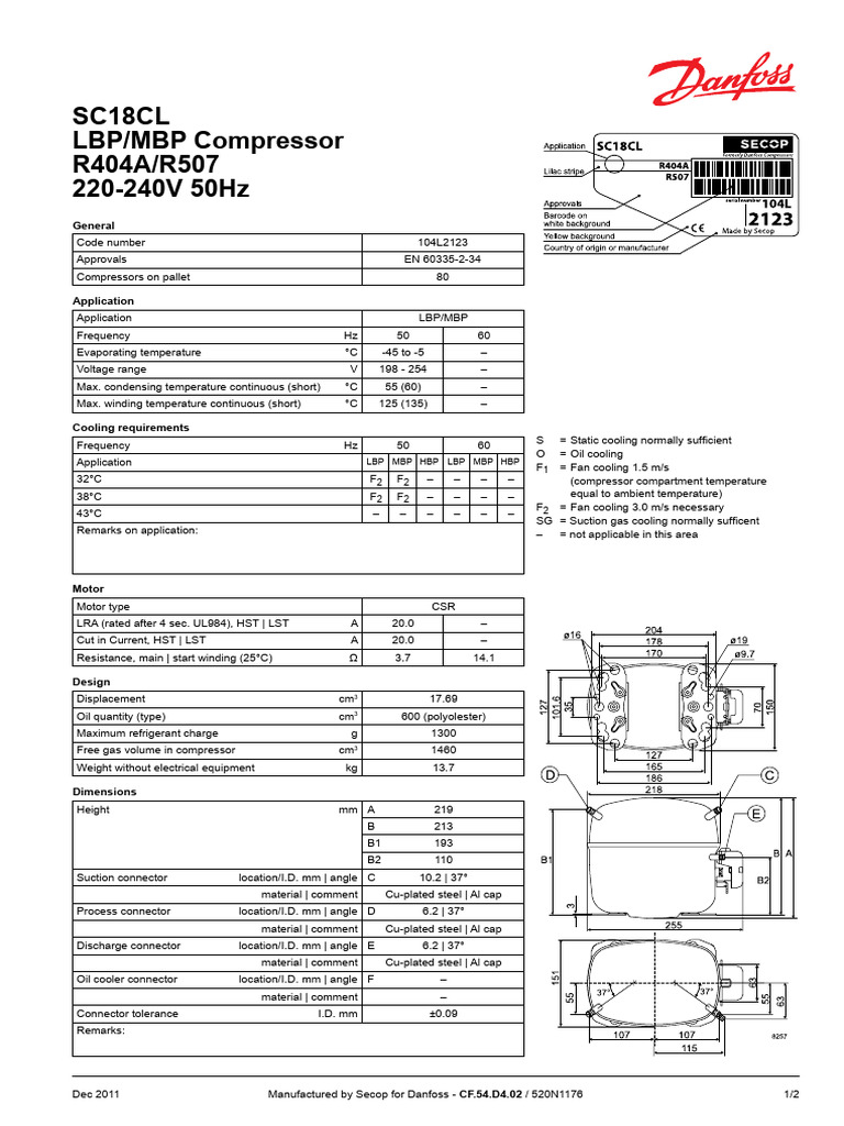 SC18CL LBP/MBP Compressor Specs | PDF | Electrical Engineering ...