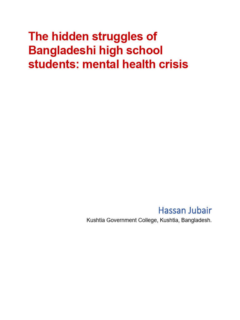 The Hidden Struggles of Bangladeshi High School Students Mental Health ...