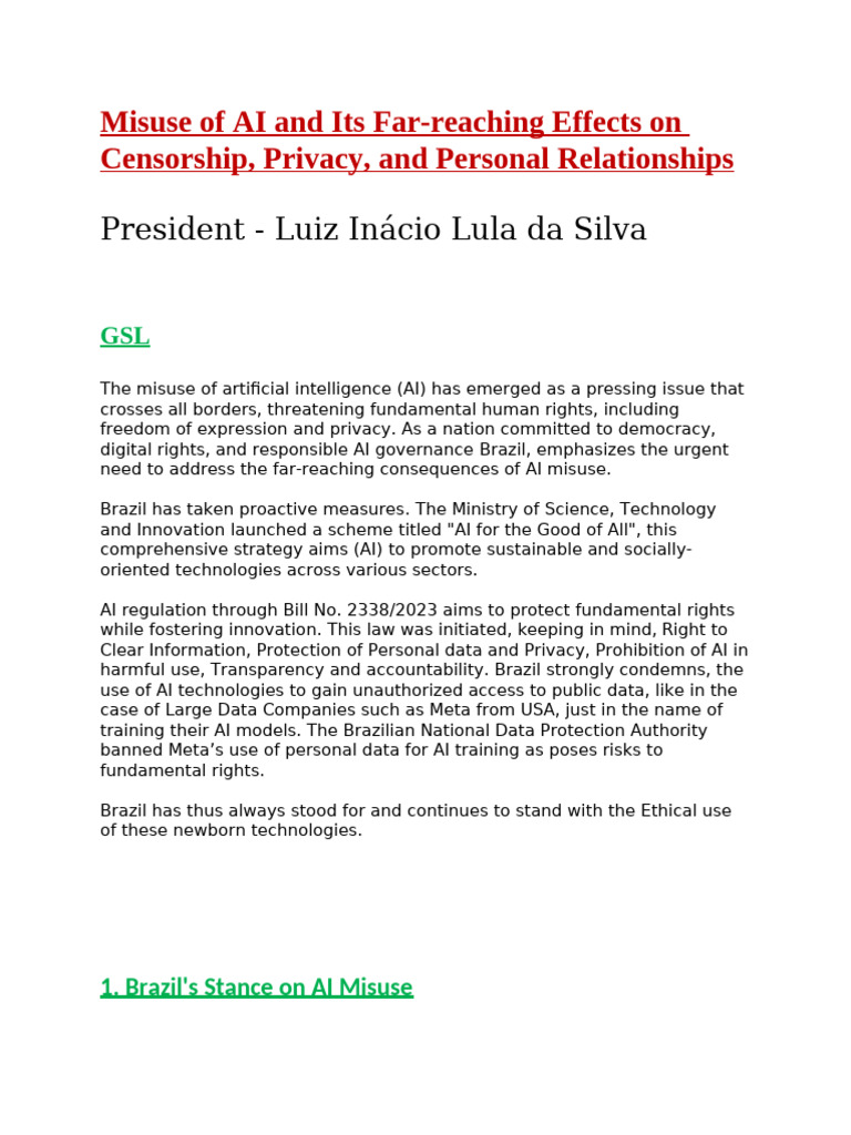 Brazil's Fight Against AI Misuse | PDF | Artificial Intelligence ...
