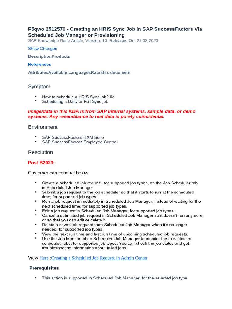HRIS Sync Job Setup in SuccessFactors | PDF | Computer Science ...