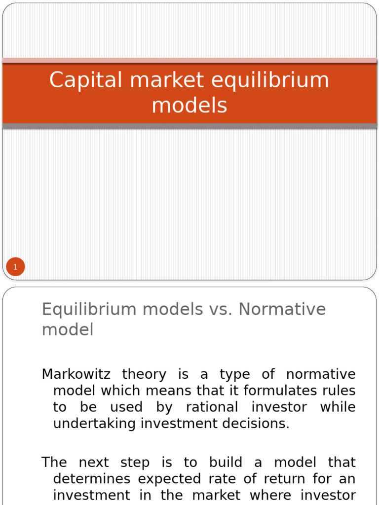 Portfolio Management V Capital Market Equilibrium Models 2024 | PDF ...