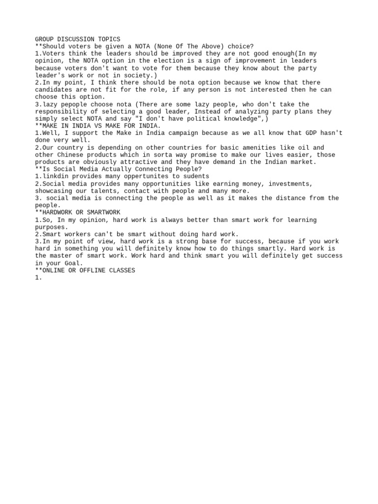 Engaging Group Discussion Topics | PDF