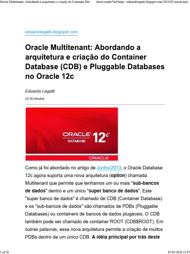 Oracle Multitenant_ Abordando a arquitetura e criação do Container ...
