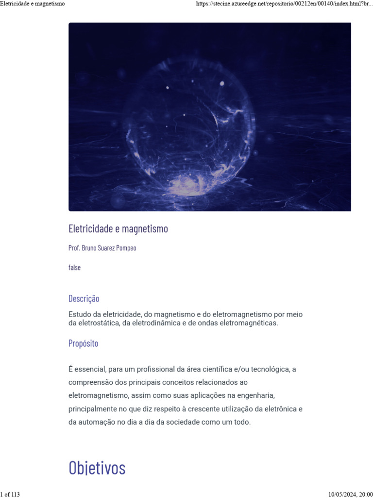 Conceitos de Eletricidade e Magnetismo | PDF | Carga elétrica ...
