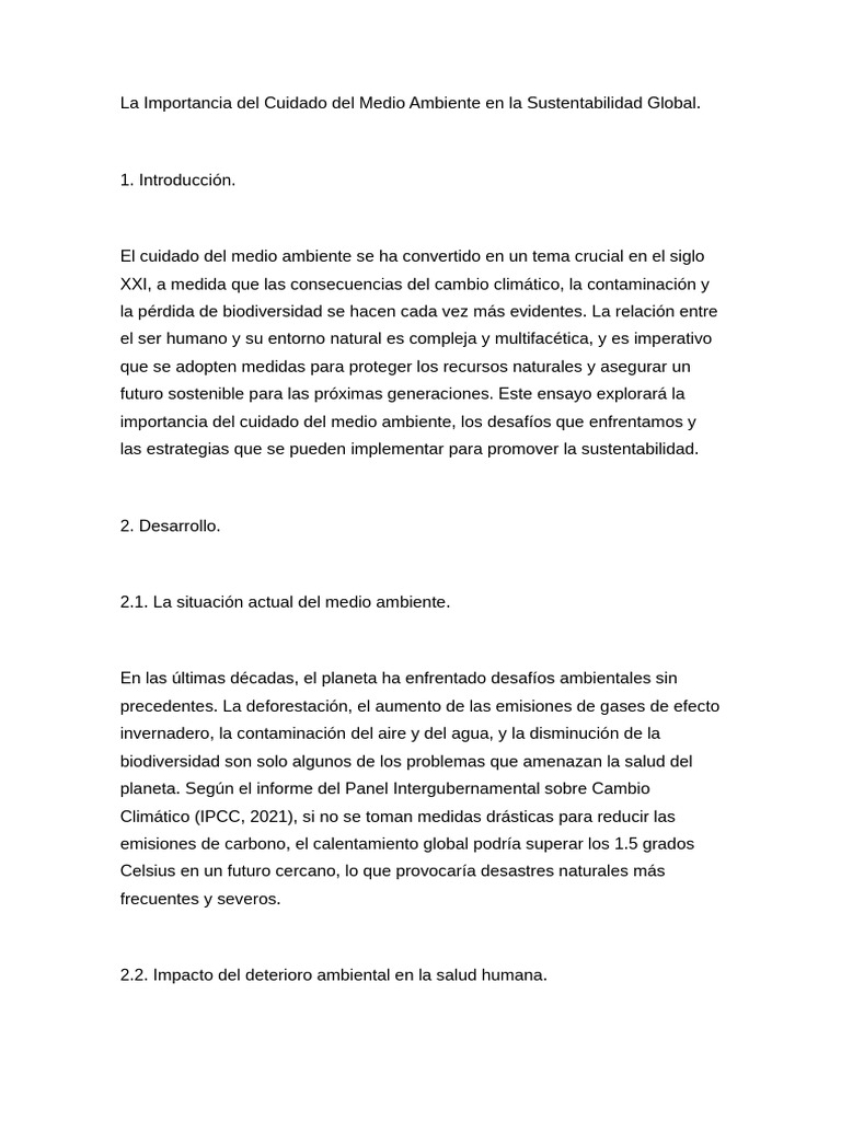 Cuidado del Medio Ambiente y Sustentabilidad | PDF | Entorno natural ...