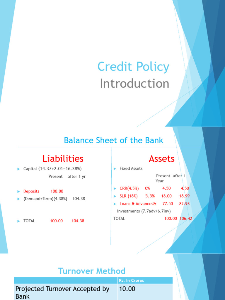 Bank Credit Policy Overview and Guidelines | PDF | Banks | Working Capital