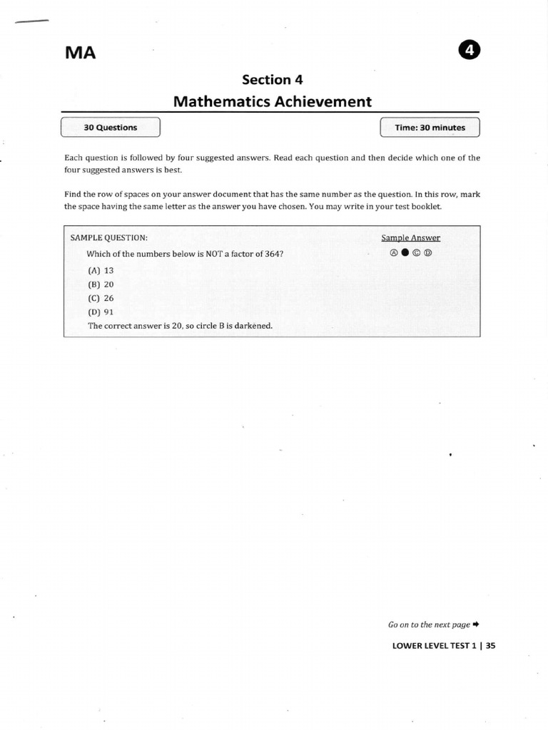 MATHEMATICS Acheivement Test | PDF