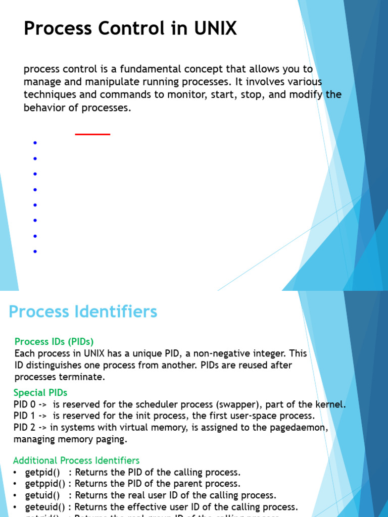 UNIX Process Control Overview | PDF | Computer Science | Computer ...