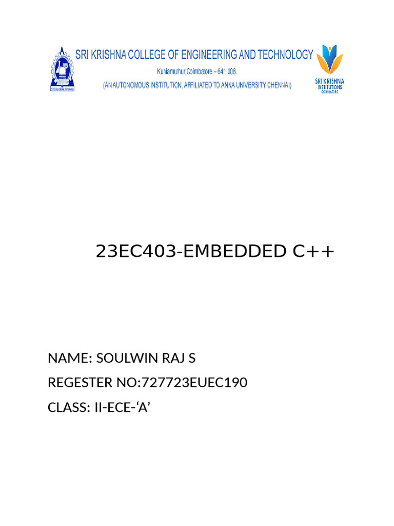 727723EUEC190-EC M M ASSIGNMENT - Component - 1 | PDF | Embedded System ...