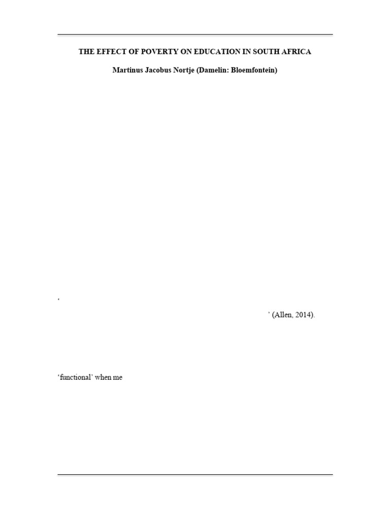 Nortje 2017 The Effect of Poverty On Education in South Africa | PDF ...