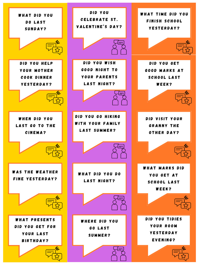 Past Simple - Speaking Cards | PDF