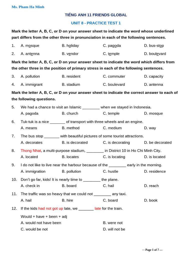 Unit 8A Practice Test Overview | PDF | Wedding | Marriage
