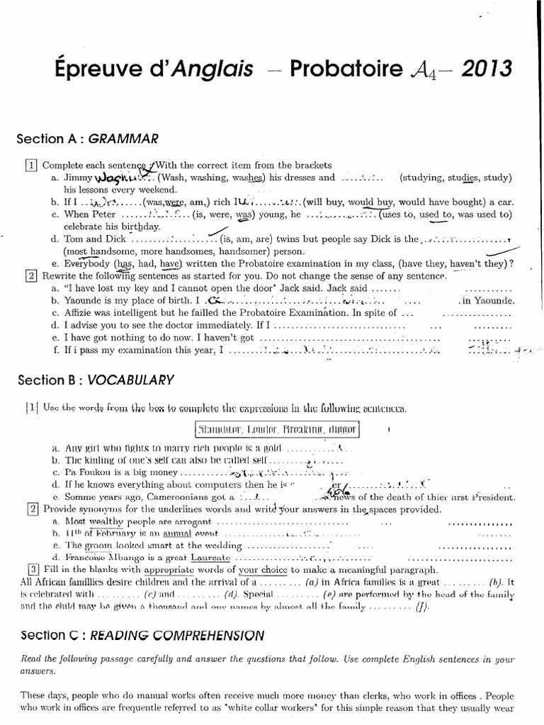 Orniformation Épreuve+d'anglais Proba4 Session+2013 | PDF
