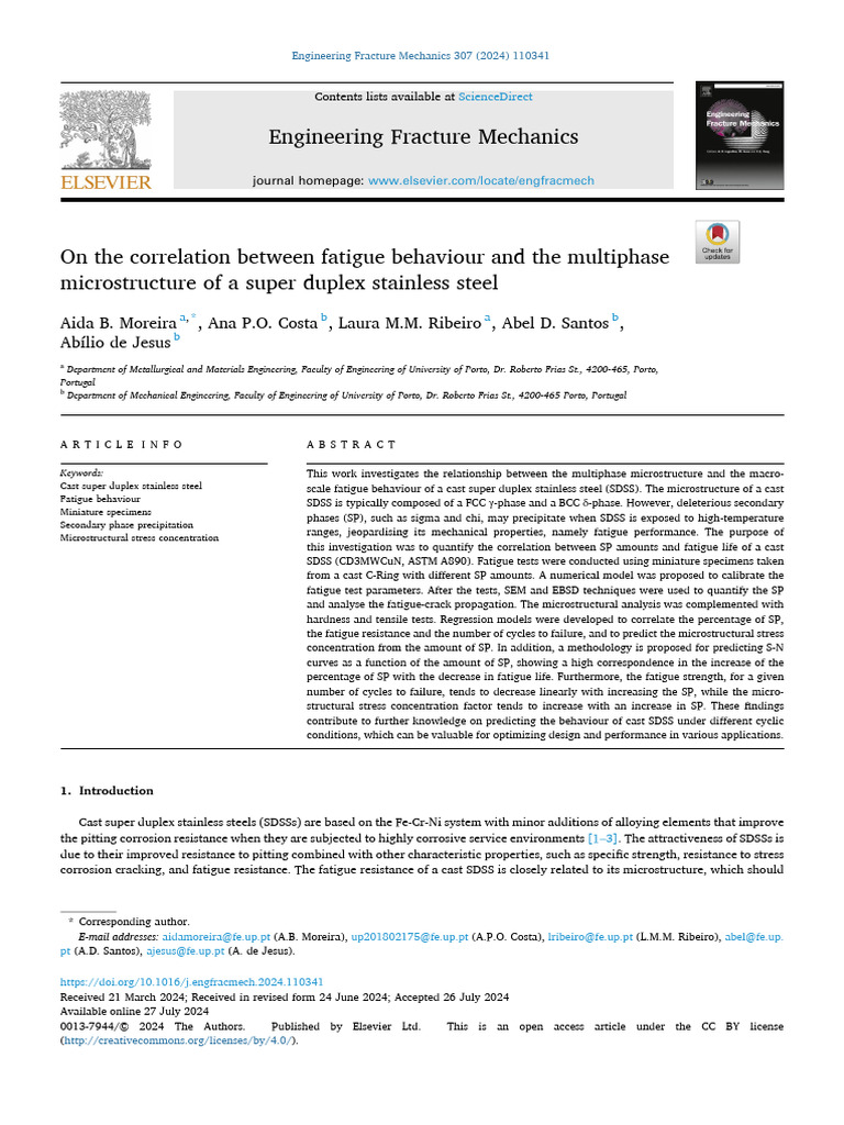Fatigue Behavior of Super Duplex Stainless Steel | PDF | Fatigue ...