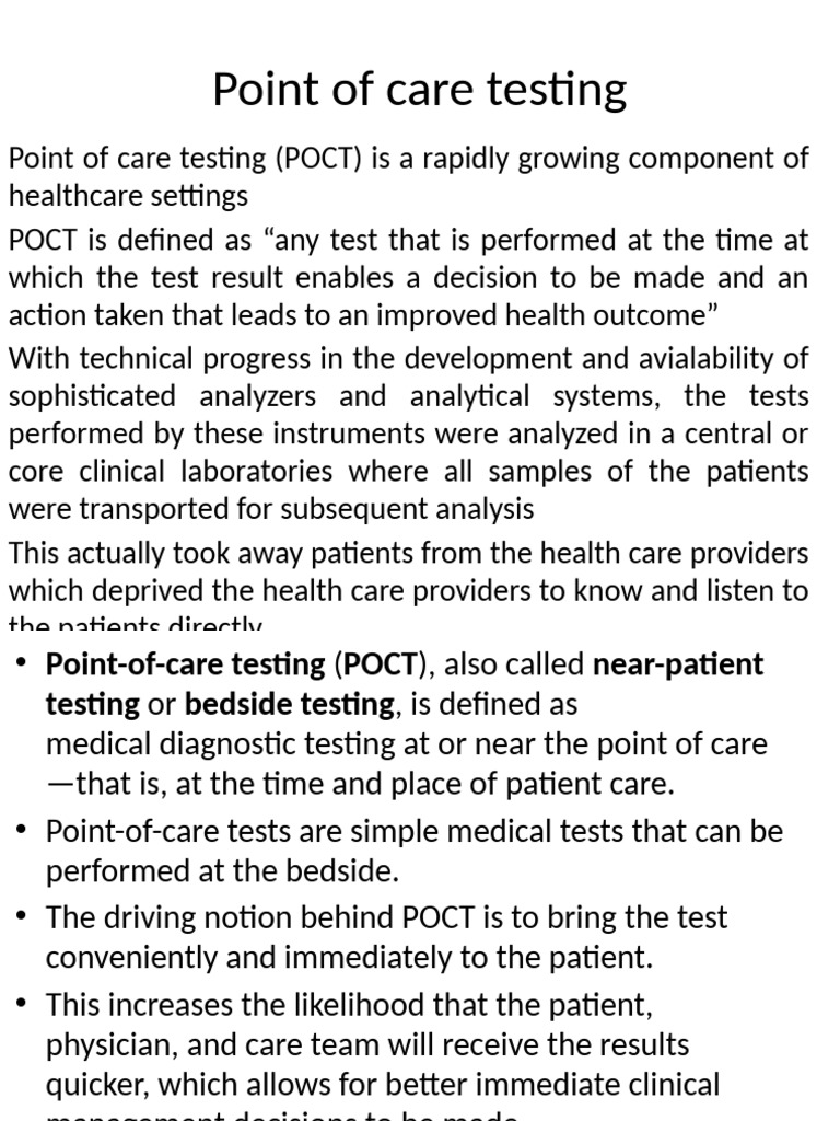 Overview of Point-of-Care Testing | PDF | Clinical Medicine | Medicine