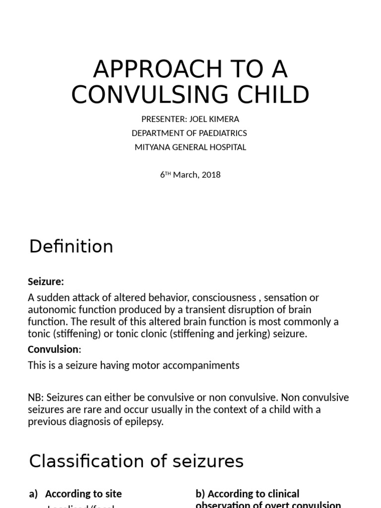 Pediatric Convulsions: Definitions & Management | PDF | Epilepsy ...