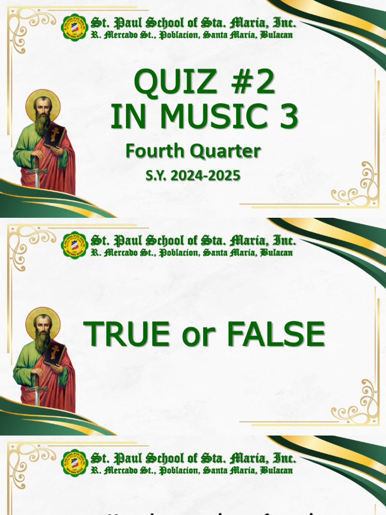 Music Quiz for St. Paul School | PDF