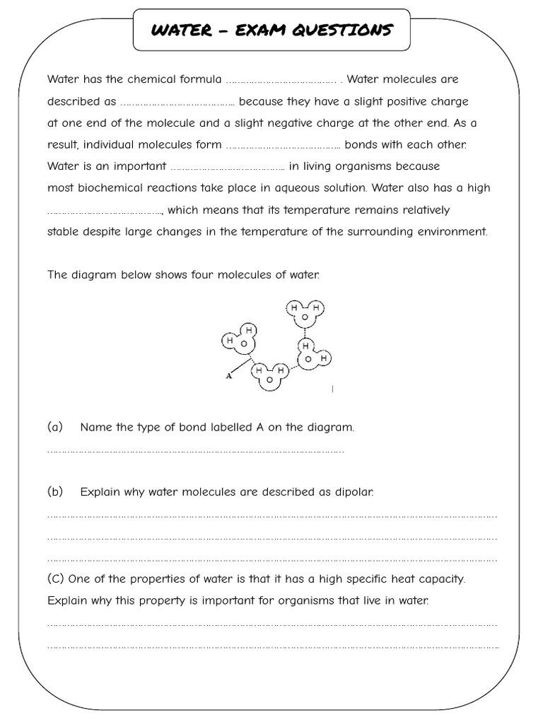 Water Properties and Exam Questions | PDF