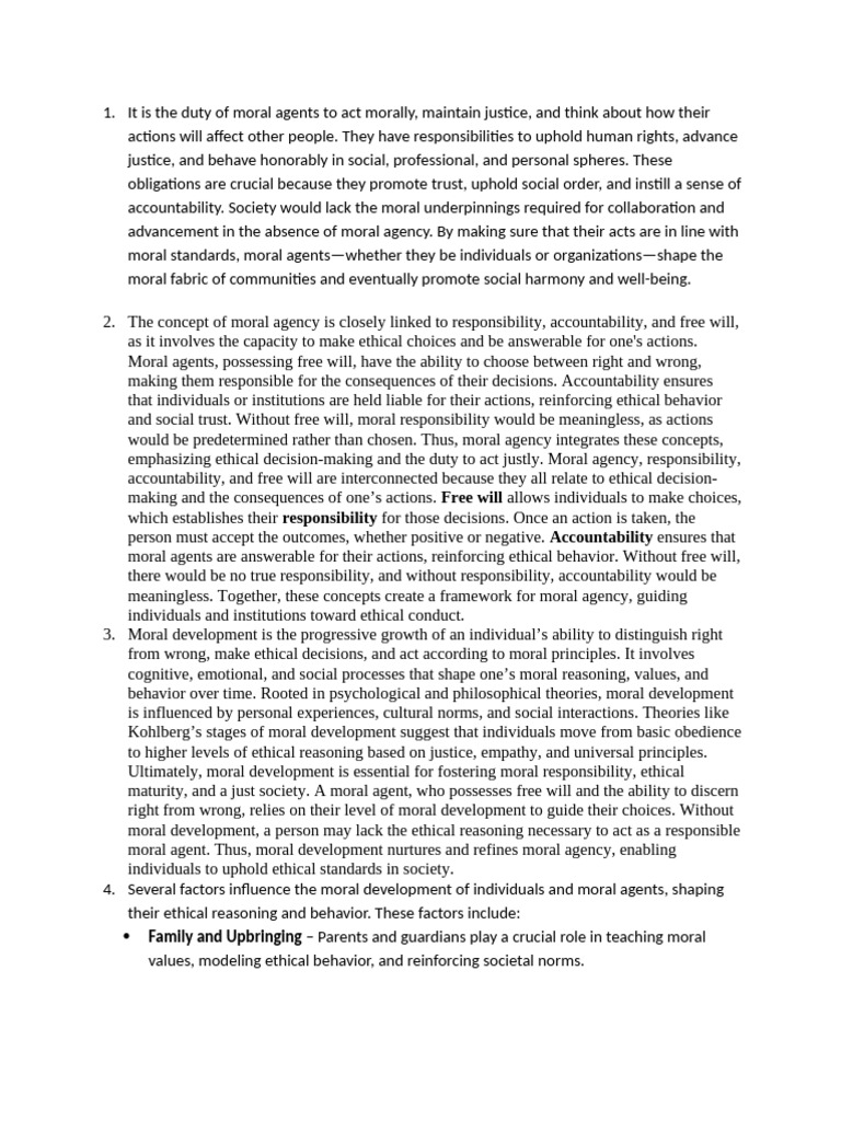 Understanding Moral Agency and Development | PDF | Morality | Free Will