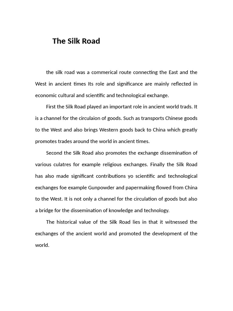 Significance of the Silk Road | PDF