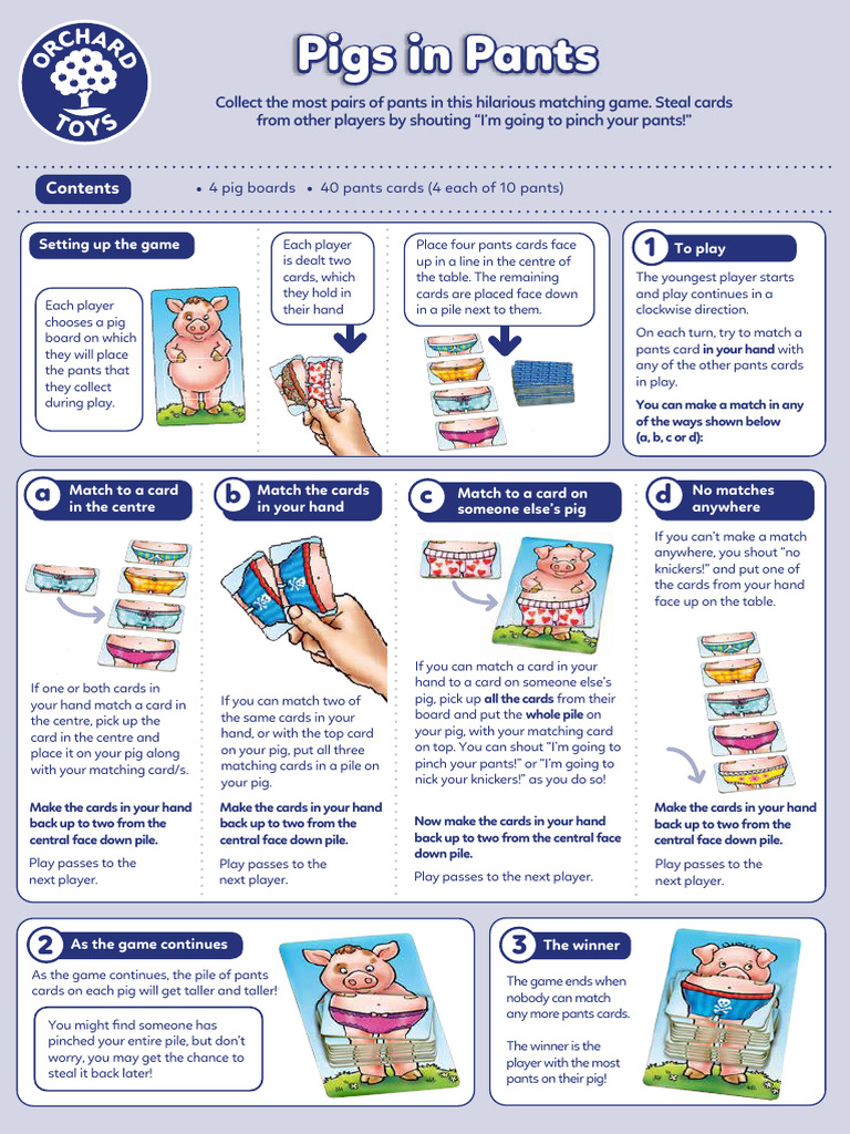 Pigs in Pants Game Instructions | PDF | Games Of Mental Skill