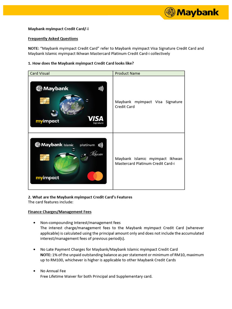 Maybank myimpact Credit Card FAQ Guide | PDF | Credit Card | Payments