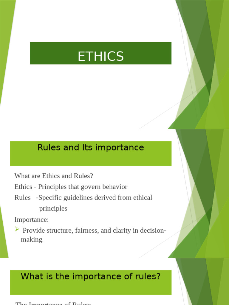 Importance of Ethics and Rules | PDF