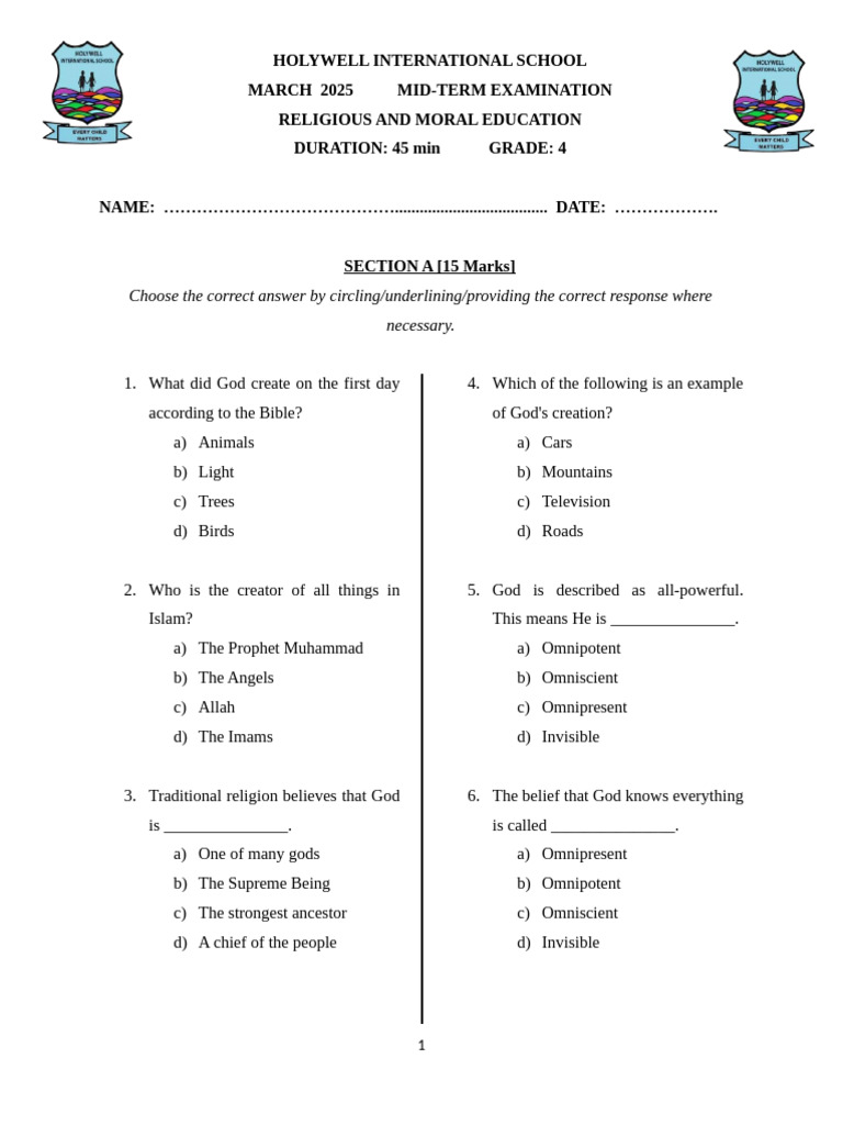 Rme Grade 4 | PDF | River | Omnipotence