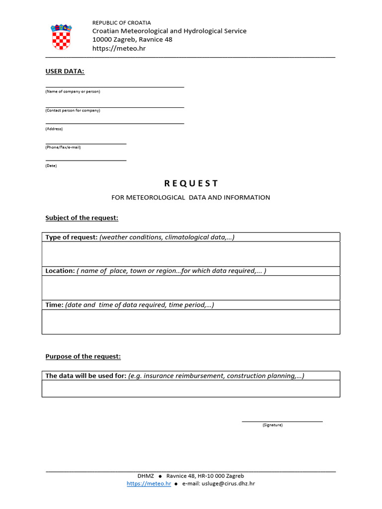 Request for Meteorological Data Form | PDF