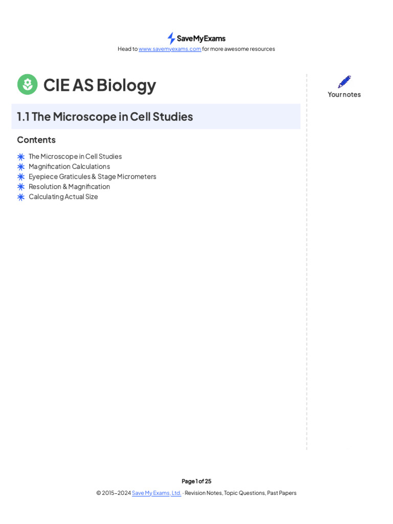 1.1 The Microscope in Cell Studies | PDF | Microscope | Electron Microscope